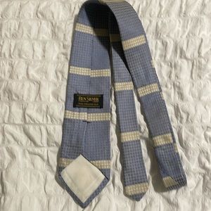 Baby blue and grey lined Ben silver tie